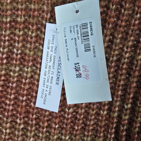Evereve Sweater Womens Small Brown Orange Tillie Ombre Space Dye Crewneck Knit - Picture 5 of 13